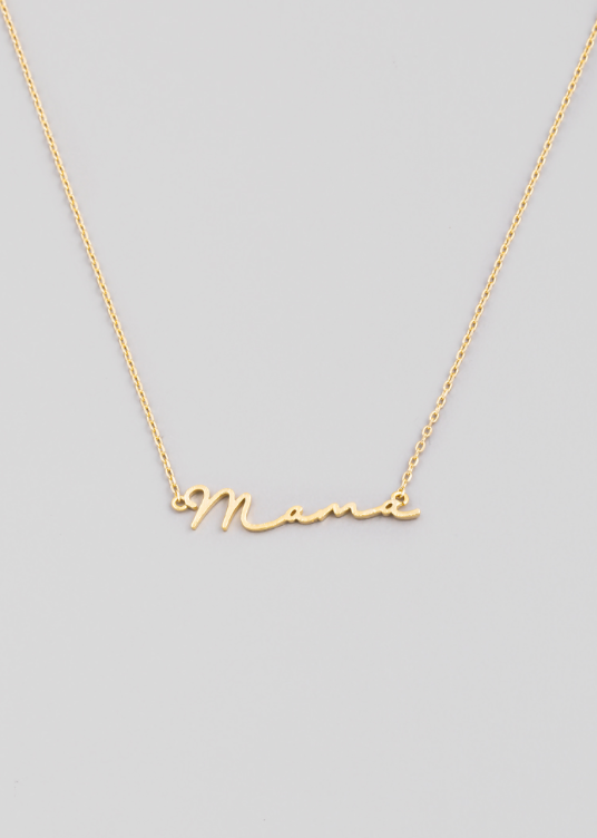Mama Cursive Necklace-180 Jewelry-Jewelry, Mama Cursive Necklace, Mama Necklace, Max Retail, Necklace-Silver-[option4]-[option5]-[option6]-Womens-USA-Clothing-Boutique-Shop-Online-Clothes Minded