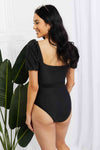 Marina West Swim Salty Air Puff Sleeve One-Piece in Black-Marina West Swim, Ship from USA-[option4]-[option5]-[option6]-Womens-USA-Clothing-Boutique-Shop-Online-Clothes Minded