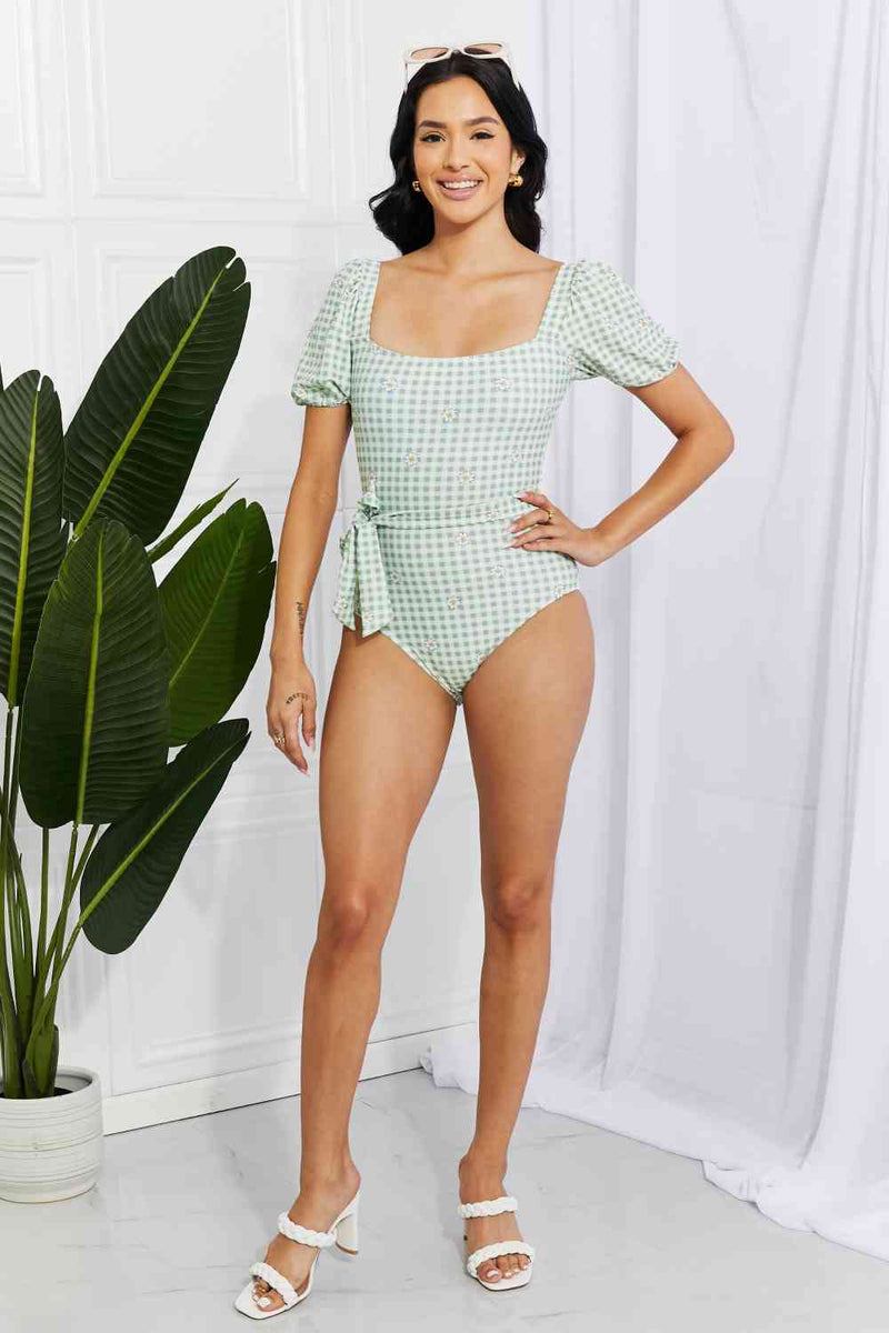 Marina West Swim Salty Air Puff Sleeve One-Piece in Sage-Marina West Swim, Ship from USA-[option4]-[option5]-[option6]-Womens-USA-Clothing-Boutique-Shop-Online-Clothes Minded