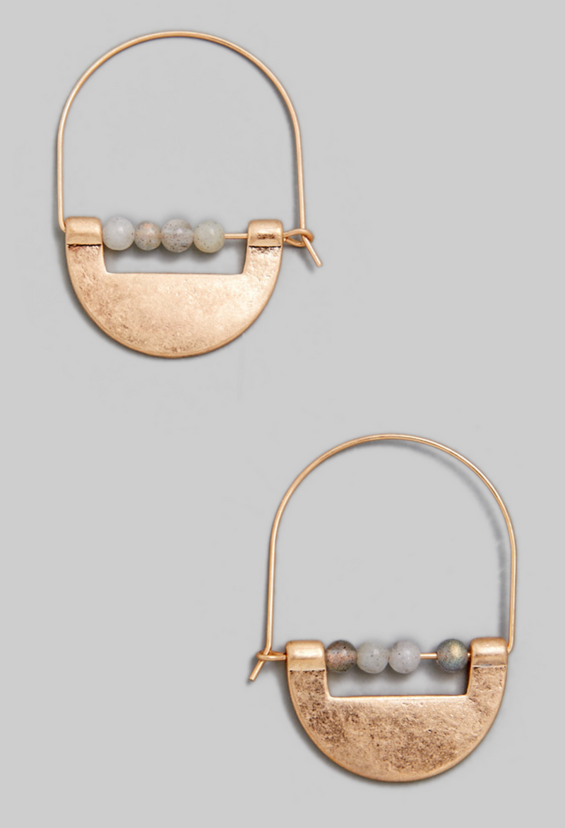 Metal And Stone Earrings-180 Jewelry-Accessories, Brushed Gold Earrings, Earrings, jewelry, Max Retail, Metal And Stone Earrings, Pink Collection, Unique Earrings-[option4]-[option5]-[option6]-Womens-USA-Clothing-Boutique-Shop-Online-Clothes Minded