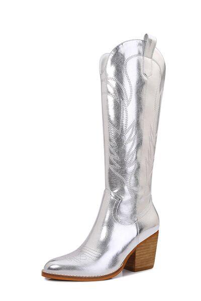 Metallic Knee High Cowboy Boots-Melody, Ship from USA-[option4]-[option5]-[option6]-Womens-USA-Clothing-Boutique-Shop-Online-Clothes Minded