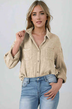 Mineral Wash Crinkle Textured Chest Pockets Shirt-Ship From Overseas, SYNZ-Ivory-S-[option4]-[option5]-[option6]-Womens-USA-Clothing-Boutique-Shop-Online-Clothes Minded