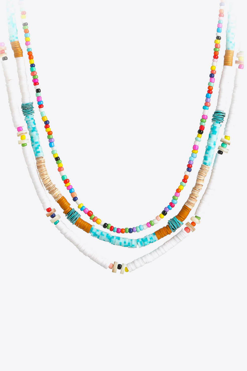 Multicolored Bead Necklace Three-Piece Set-Ken, Ship From Overseas-Multicolor-One Size-[option4]-[option5]-[option6]-Womens-USA-Clothing-Boutique-Shop-Online-Clothes Minded