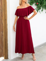 Off-Shoulder Slit Maxi Dress-Putica, Ship From Overseas-[option4]-[option5]-[option6]-Womens-USA-Clothing-Boutique-Shop-Online-Clothes Minded