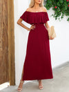 Off-Shoulder Slit Maxi Dress-Putica, Ship From Overseas, Shipping Delay 09/29/2023 - 10/04/2023-Wine-M-[option4]-[option5]-[option6]-Womens-USA-Clothing-Boutique-Shop-Online-Clothes Minded