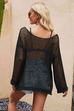 Openwork Round Neck Long Sleeve Cover Up-Ship From Overseas, Shipping delay February 2 - February 17, Yh-[option4]-[option5]-[option6]-Womens-USA-Clothing-Boutique-Shop-Online-Clothes Minded