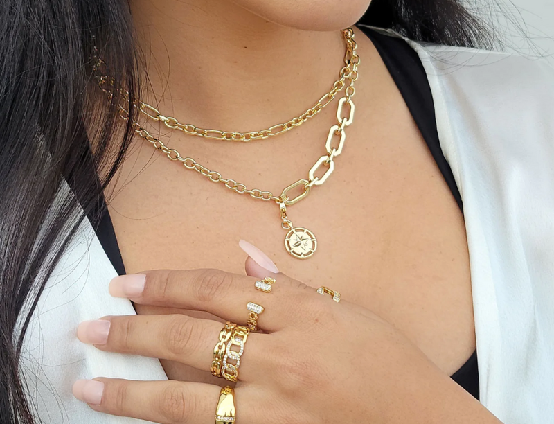 Oval Gold Chain Necklace With Removable Pendant-180 Jewelry-Gold Chain Necklace, Gold Necklace, Necklace, Necklaces, Oval Gold Chain Necklace With Removable Pendant, Pendant Necklace-[option4]-[option5]-[option6]-Womens-USA-Clothing-Boutique-Shop-Online-Clothes Minded
