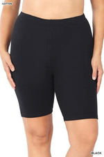 PLUS PREMIUM COTTON BIKER SHORTS-Bottoms-Bike Shorts, Cotton, Leggings, Plus, Solid-BLACK-1X-[option4]-[option5]-[option6]-Womens-USA-Clothing-Boutique-Shop-Online-Clothes Minded