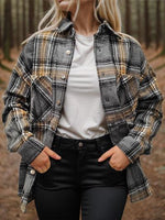 Plaid Snap Down Long Sleeve Shacket-G@S, Ship From Overseas-[option4]-[option5]-[option6]-Womens-USA-Clothing-Boutique-Shop-Online-Clothes Minded