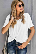 Plain Twist T-Shirt-Ship From Overseas, SYNZ-White-S-[option4]-[option5]-[option6]-Womens-USA-Clothing-Boutique-Shop-Online-Clothes Minded