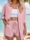 Pocketed Button Up Shirt and Drawstring Shorts Set-Ship From Overseas, Y.J.Y-Blush Pink-XS-[option4]-[option5]-[option6]-Womens-USA-Clothing-Boutique-Shop-Online-Clothes Minded