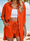 Pocketed Button Up Shirt and Drawstring Shorts Set-Ship From Overseas, Y.J.Y-Red Orange-XS-[option4]-[option5]-[option6]-Womens-USA-Clothing-Boutique-Shop-Online-Clothes Minded