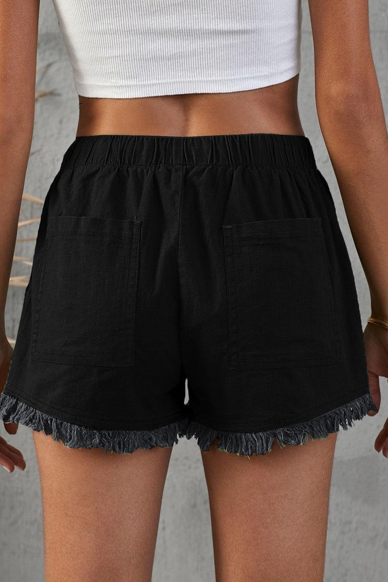 Denim Pocketed Frayed Shorts
