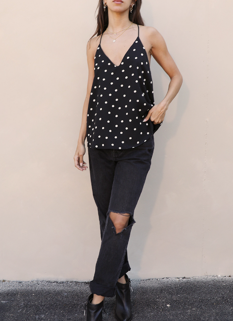 Polka Dot Cami-105 Tanks and Sleeveless Tops-Polka Dot Cami, Racerback Polka Dot Top-[option4]-[option5]-[option6]-Womens-USA-Clothing-Boutique-Shop-Online-Clothes Minded