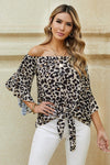 Printed Off-Shoulder Flounce Sleeve Top-Tops-Boutique Top, Floral Top, Ship From Overseas, SYNZ, Top, Tops-Leopard-S-[option4]-[option5]-[option6]-Womens-USA-Clothing-Boutique-Shop-Online-Clothes Minded