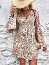 Printed Surplice Neck Flare Sleeve Dress-Dress-Boutique Dress, Dress, O&H, Ship From Overseas, Shipping Delay 09/30/2023 - 10/04/2023-Multicolor-S-[option4]-[option5]-[option6]-Womens-USA-Clothing-Boutique-Shop-Online-Clothes Minded