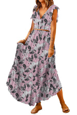 Printed Tie Back Cropped Top and Maxi Skirt Set-Set-Ship From Overseas, Skirt Set, SYNZ-[option4]-[option5]-[option6]-Womens-USA-Clothing-Boutique-Shop-Online-Clothes Minded