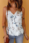 Printed V-Neck Adjustable Strap Cami Top-Ship From Overseas, SYNZ-White-S-[option4]-[option5]-[option6]-Womens-USA-Clothing-Boutique-Shop-Online-Clothes Minded
