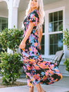 Printed V-Neck Short Sleeve Maxi Dress-Dresses-Boutique Dress, Dress, Ship From Overseas, SYNZ-[option4]-[option5]-[option6]-Womens-USA-Clothing-Boutique-Shop-Online-Clothes Minded