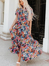 Printed V-Neck Short Sleeve Maxi Dress-Ship From Overseas, SYNZ-[option4]-[option5]-[option6]-Womens-USA-Clothing-Boutique-Shop-Online-Clothes Minded