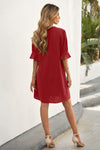 Puff Sleeve Notched Mini Shift Dress-Dresses-Shipping Delay 01/20/2023 - 01/28/2023-[option4]-[option5]-[option6]-Womens-USA-Clothing-Boutique-Shop-Online-Clothes Minded