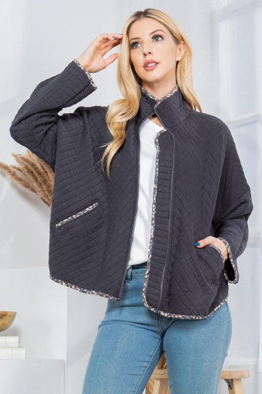 Quilt Jacket with Pockets-Contemporary, FashionGo Dropshipping, Jackets & Blazers-CHARCOAL-S-[option4]-[option5]-[option6]-Womens-USA-Clothing-Boutique-Shop-Online-Clothes Minded