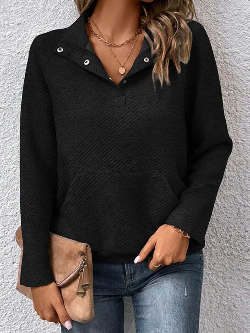 Raglan Sleeve Collared Neck Sweatshirt with Pocket-Tops-Boutique Top, Hundredth, Ship From Overseas, Top, Tops-[option4]-[option5]-[option6]-Womens-USA-Clothing-Boutique-Shop-Online-Clothes Minded