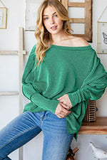 Reborn J Exposed Seam Lantern Sleeve Top-Reborn J, Ship from USA-[option4]-[option5]-[option6]-Womens-USA-Clothing-Boutique-Shop-Online-Clothes Minded