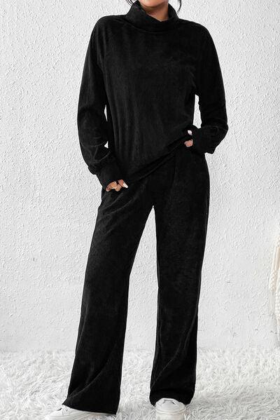 Ribbed Long Sleeve Top and Pants Set-Ship From Overseas, SYNZ-Black-S-[option4]-[option5]-[option6]-Womens-USA-Clothing-Boutique-Shop-Online-Clothes Minded