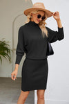 Ribbed Mock Neck Long Sleeve Dress-Dresses-Ship From Overseas, X.X.W-Black-S-[option4]-[option5]-[option6]-Womens-USA-Clothing-Boutique-Shop-Online-Clothes Minded