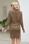 Ribbed Mock Neck Long Sleeve Dress-Dresses-Ship From Overseas, X.X.W-[option4]-[option5]-[option6]-Womens-USA-Clothing-Boutique-Shop-Online-Clothes Minded
