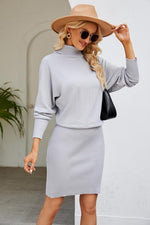 Ribbed Mock Neck Long Sleeve Dress-Dresses-Ship From Overseas, X.X.W-[option4]-[option5]-[option6]-Womens-USA-Clothing-Boutique-Shop-Online-Clothes Minded