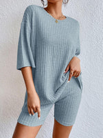 Ribbed Round Neck Top and Shorts Set-Set-Casual Sets, Comfy Set, Lounge Set, Matching Set, Ship From Overseas, Shipping Delay 09/29/2023 - 10/03/2023, Y@L@Y-[option4]-[option5]-[option6]-Womens-USA-Clothing-Boutique-Shop-Online-Clothes Minded