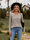Ribbed V-Neck Long Sleeve Tee-Tops-Lamy, Ship From Overseas, Shipping Delay 09/29/2023 - 10/02/2023, Tops-Dust Storm-S-[option4]-[option5]-[option6]-Womens-USA-Clothing-Boutique-Shop-Online-Clothes Minded