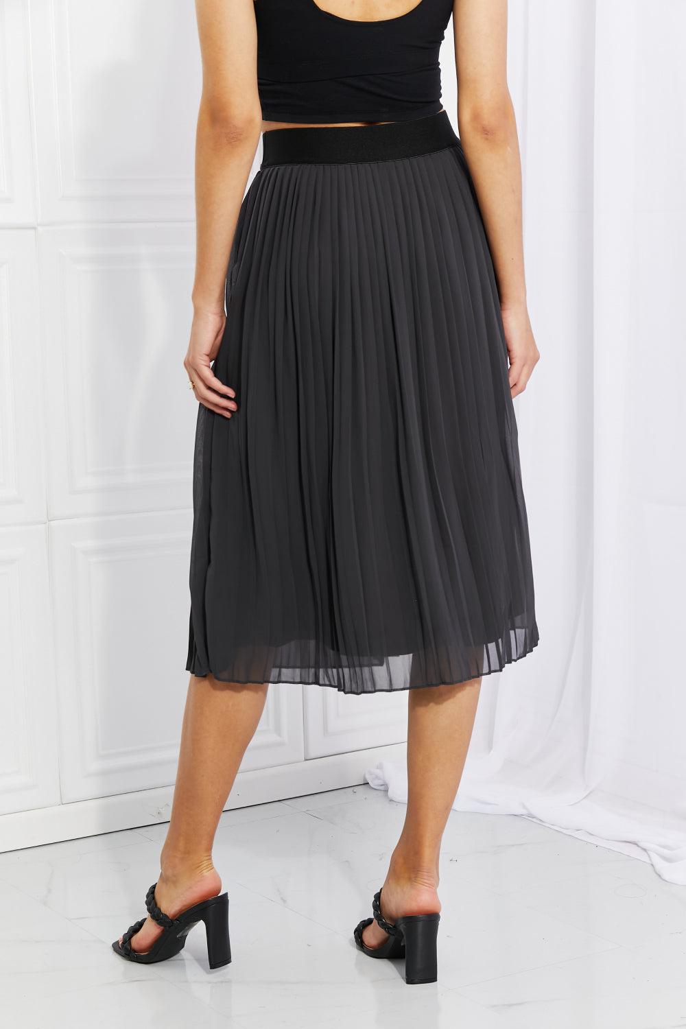 Romantic At Heart Pleated Chiffon Midi Skirt-Black Friday, Ship from USA, Zenana-Dark Gray-S-[option4]-[option5]-[option6]-Womens-USA-Clothing-Boutique-Shop-Online-Clothes Minded