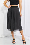 Romantic At Heart Pleated Chiffon Midi Skirt-Ship from USA, Zenana-Dark Gray-S-[option4]-[option5]-[option6]-Womens-USA-Clothing-Boutique-Shop-Online-Clothes Minded