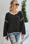 Round Neck Dropped Shoulder Sweater-Tops-Ship From Overseas, Tops, Y.S.J.Y-Black-S-[option4]-[option5]-[option6]-Womens-USA-Clothing-Boutique-Shop-Online-Clothes Minded
