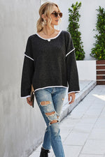 Round Neck Dropped Shoulder Sweater-Tops-Ship From Overseas, Tops, Y.S.J.Y-[option4]-[option5]-[option6]-Womens-USA-Clothing-Boutique-Shop-Online-Clothes Minded