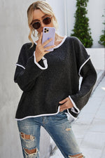Round Neck Dropped Shoulder Sweater-Tops-Ship From Overseas, Tops, Y.S.J.Y-[option4]-[option5]-[option6]-Womens-USA-Clothing-Boutique-Shop-Online-Clothes Minded