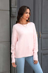 Round Neck Ribbed Long Sleeve Sweater-Ship From Overseas, Y.S.J.Y-Blush Pink-S-[option4]-[option5]-[option6]-Womens-USA-Clothing-Boutique-Shop-Online-Clothes Minded