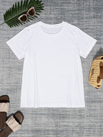 Round Neck Short Sleeve T-Shirt-Putica, Ship From Overseas-White-S-[option4]-[option5]-[option6]-Womens-USA-Clothing-Boutique-Shop-Online-Clothes Minded