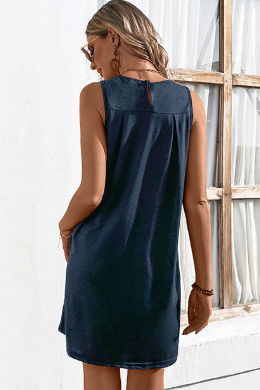Round Neck Sleeveless Mini Dress-Dresses-Navy-S-[option4]-[option5]-[option6]-Womens-USA-Clothing-Boutique-Shop-Online-Clothes Minded