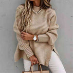 Round Neck Slit Sweater-Sweaters-Ship From Overseas, Y*X-[option4]-[option5]-[option6]-Womens-USA-Clothing-Boutique-Shop-Online-Clothes Minded