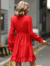 Ruffle Trim V-Neck Flounce Sleeve Dress-G@S, Ship From Overseas-[option4]-[option5]-[option6]-Womens-USA-Clothing-Boutique-Shop-Online-Clothes Minded