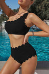 Scalloped Trim One-Shoulder Bikini Set-Ship From Overseas, Shipping delay February 7 - February 16, SYNZ-[option4]-[option5]-[option6]-Womens-USA-Clothing-Boutique-Shop-Online-Clothes Minded
