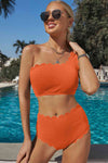 Scalloped Trim One-Shoulder Bikini Set-Ship From Overseas, Shipping delay February 7 - February 16, SYNZ-Orange-S-[option4]-[option5]-[option6]-Womens-USA-Clothing-Boutique-Shop-Online-Clothes Minded