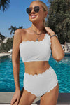 Scalloped Trim One-Shoulder Bikini Set-Ship From Overseas, Shipping delay February 7 - February 16, SYNZ-White-S-[option4]-[option5]-[option6]-Womens-USA-Clothing-Boutique-Shop-Online-Clothes Minded