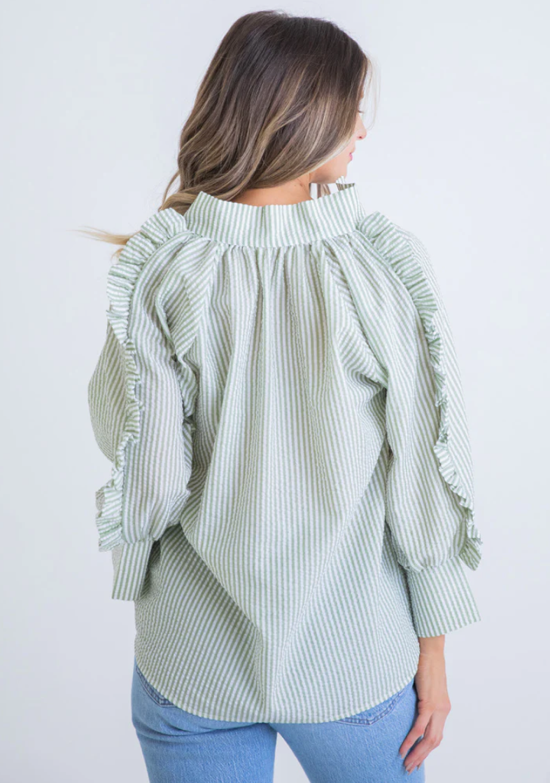 Seersucker Striped Ruffled Top-110 Long Sleeve Tops-Boutique Top, Max Retail, sale, Sale Top, Seersucker Ruffle Top, Seersucker Striped Ruffle Top, Seersucker Top-[option4]-[option5]-[option6]-Womens-USA-Clothing-Boutique-Shop-Online-Clothes Minded