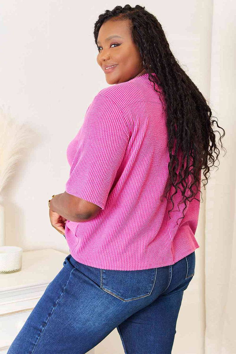 Sew In Love Full Size Ribbed V-Neck Short Sleeve Top-Sew In Love, Ship from USA-[option4]-[option5]-[option6]-Womens-USA-Clothing-Boutique-Shop-Online-Clothes Minded