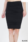 Shirred Black Pencil Skirt-160 Bottoms-Black Pencil Skirt, Max Retail, Pencil Skirt, Sale Skirt, Shirred Black Pencil Skirt-Medium-[option4]-[option5]-[option6]-Womens-USA-Clothing-Boutique-Shop-Online-Clothes Minded